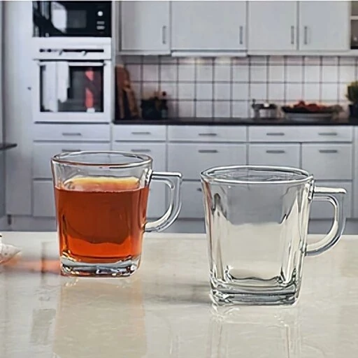 نیم لیوان دسته دار لیدو بلور زنگان با طراحی ضدشوک