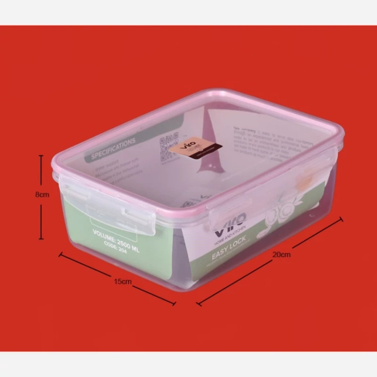 ظرف نگهدارنده غذای فریزری چهار قفل ویرو 2500 میل