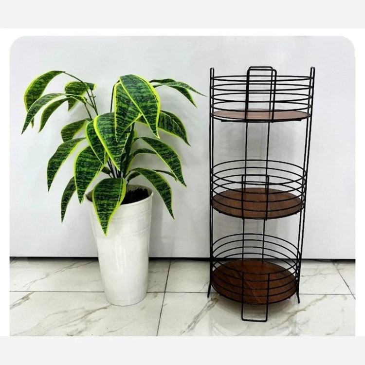 سبد سیب زمینی و پیاز 3 طبقه گرد ضخیم کف چوبی