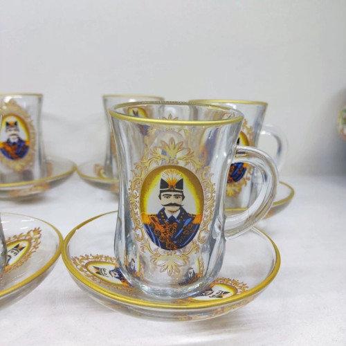 استکان و نعلبکی کمر باریک شاه عباسی یک دست 6 عددی