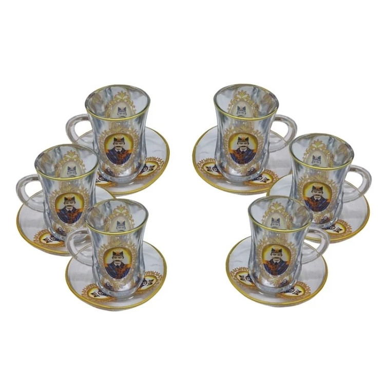 استکان و نعلبکی کمر باریک شاه عباسی یک دست 6 عددی