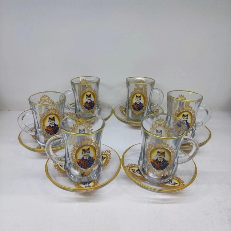 استکان و نعلبکی کمر باریک شاه عباسی یک دست 6 عددی