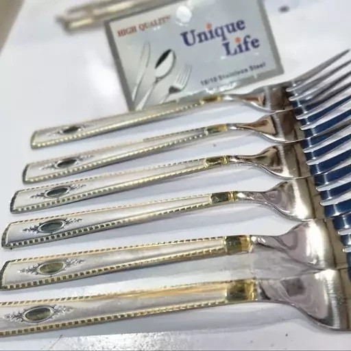 چنگال میوه خوری استیل طلایی یونیک لایف بسته 6 عددی