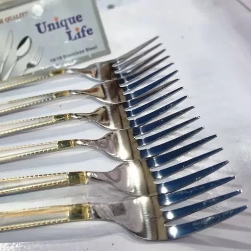 چنگال میوه خوری استیل طلایی یونیک لایف بسته 6 عددی
