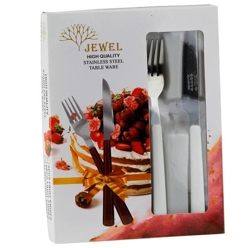 کارد و چنگال میوه خوری طرح JEWEL بسته 6 عددی
