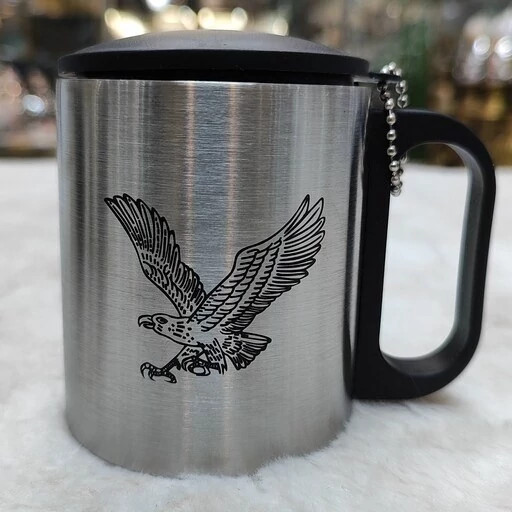 لیوان اصل دمنوش ساز استیل با درب و زنجیر ماگ دو جداره نگهدارنده