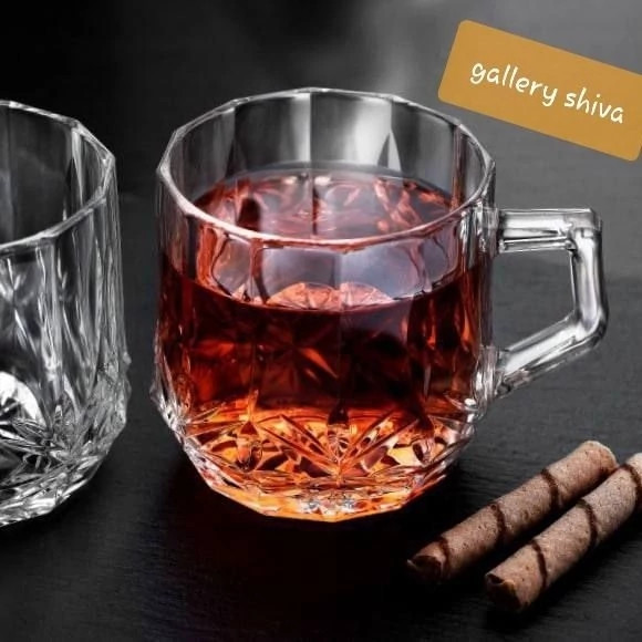 فنجان لوکس مارینا شیشه ای دسته دار
