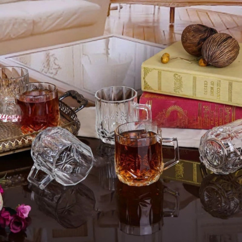 فنجان لوکس مارینا شیشه ای دسته دار