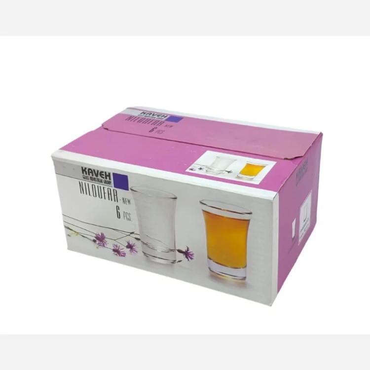 نیم یک نیلوفر بلور کاوه ( لیوان پیک خوری) دست 6 عددی