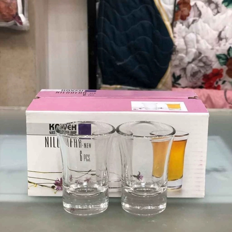 نیم یک نیلوفر بلور کاوه ( لیوان پیک خوری) دست 6 عددی
