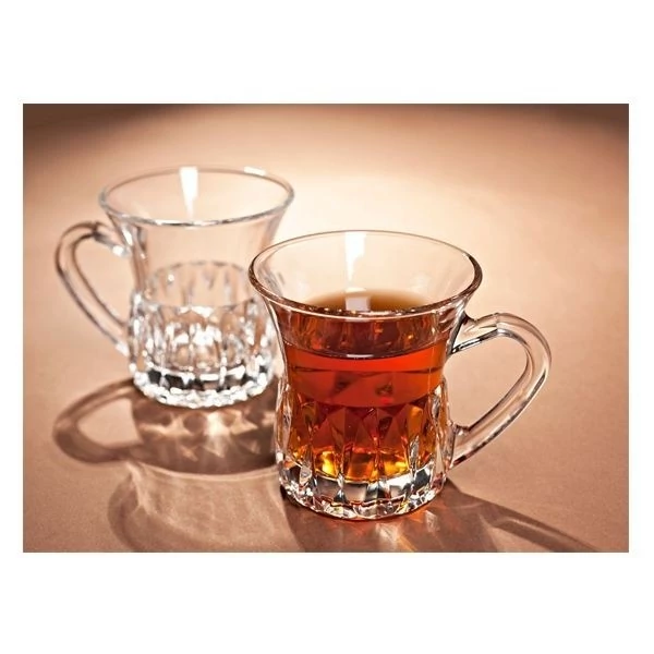 استکان شیشه ای دسته دار دایموند بسته 6 عددی