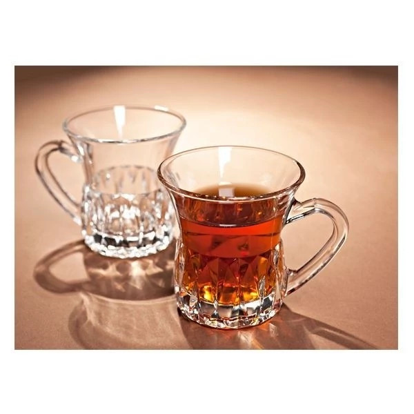 استکان شیشه ای دسته دار دایموند بسته 6 عددی