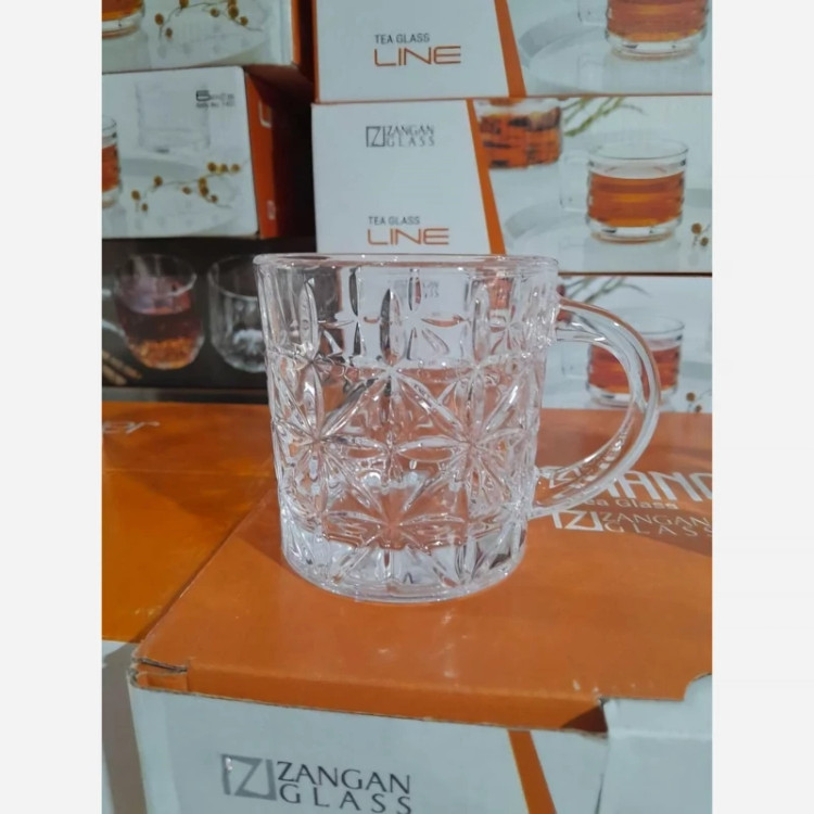 نیم لیوان فلاور بلور زنگان شیشه ای و دسته دار