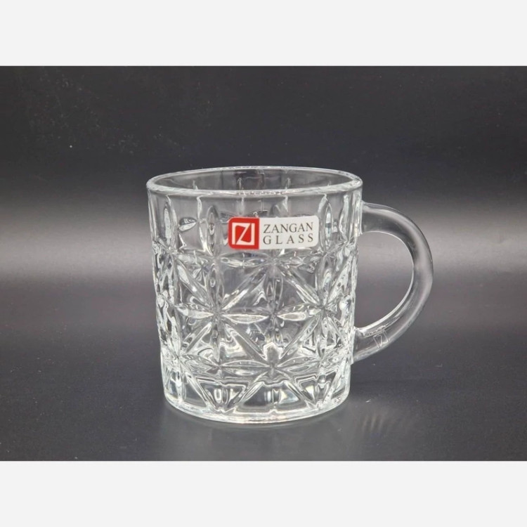 نیم لیوان فلاور بلور زنگان شیشه ای و دسته دار