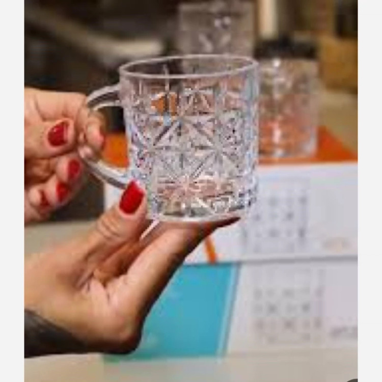 نیم لیوان فلاور بلور زنگان شیشه ای و دسته دار