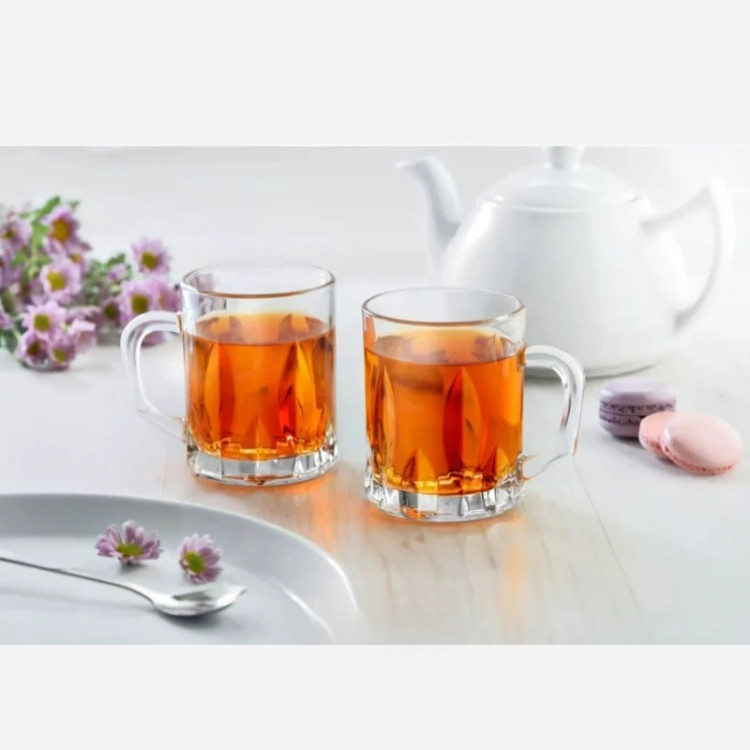 نیم لیوان دسته دار ارغوان محصول جدید شرکت بلور زنگان 6 عددی