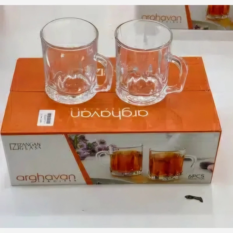 نیم لیوان دسته دار ارغوان محصول جدید شرکت بلور زنگان 6 عددی