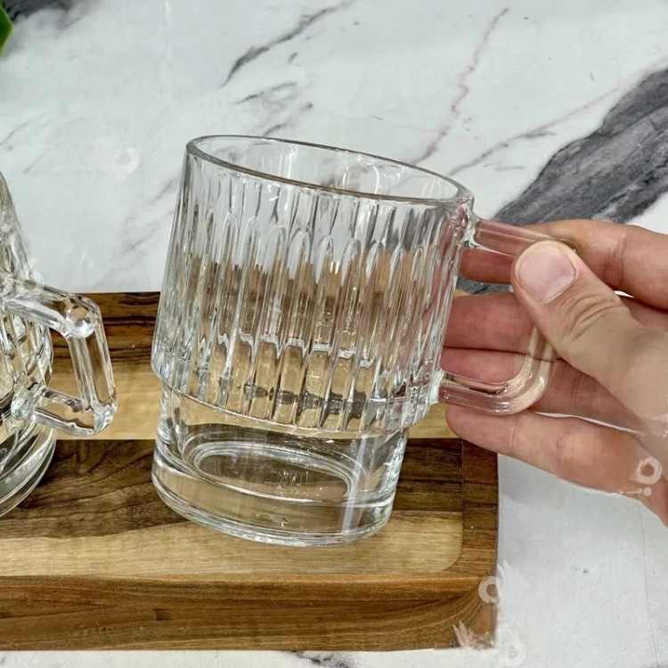 لیوان دسته دار ماکان بلور زنگان پک 3 عددی کادویی