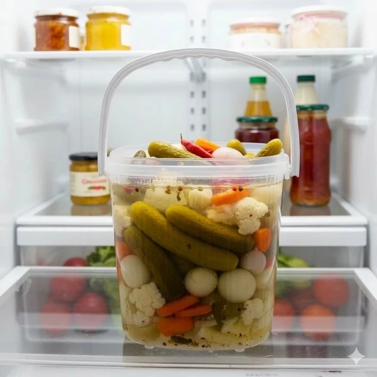 ظرف نگهدارنده ترشیجات متوسط گرافیک بازن پلاستیکی