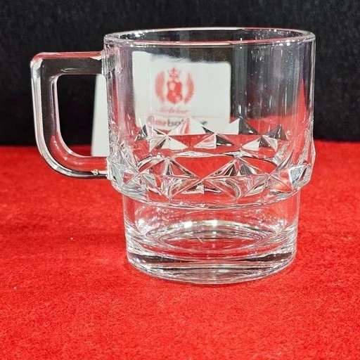 استکان چای طرح امگا دسته دار شیشه ای ضد شوک