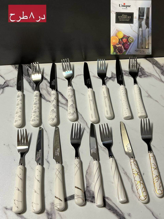 کارد چنگال دسته سرامیکی یونیک (6 عدد چنگال 6 عدد کارد) کد 04