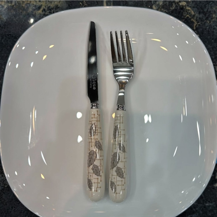 کارد چنگال دسته سرامیکی یونیک (6 عدد چنگال 6 عدد کارد) کد 04