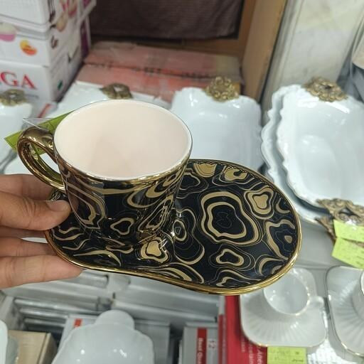 فنجان نعلبکی اسپرسو ریو طرح هرمس مشکی