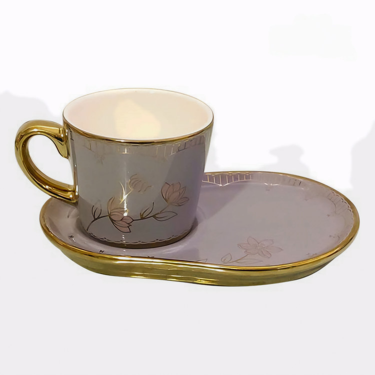 فنجان نعلبکی اسپرسو ریو طرح فلورا خاکستری