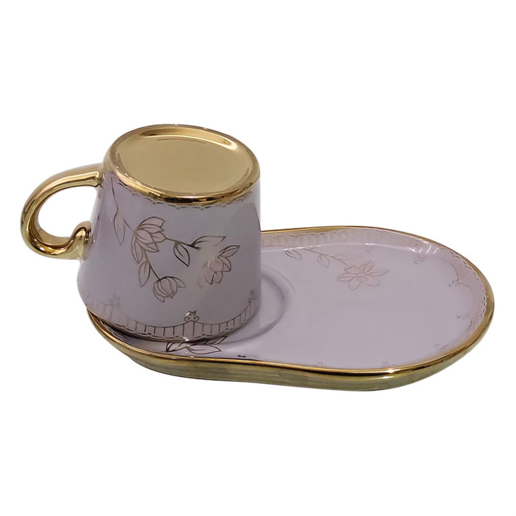 فنجان نعلبکی اسپرسو ریو طرح فلورا خاکستری