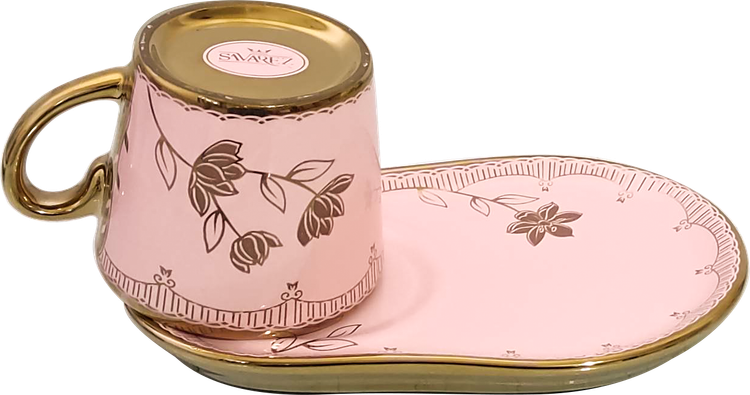 فنجان نعلبکی اسپرسو ریو طرح فلورا صورتی