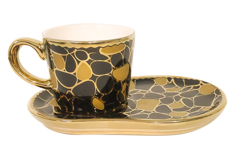 فنجان نعلبکی اسپرسو ریو طرح هرمس مشکی