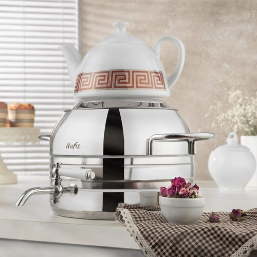 کتری قوری استیل کف چدن طرح ترک نفیس