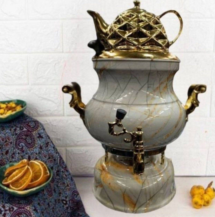 سماور طوفان 6 لیتری 3 کاره ترموکوپل دار مدل سنگی مشبک