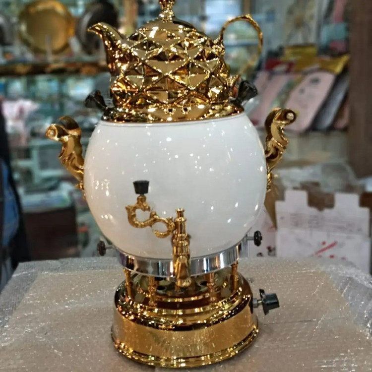 سماور طوفان 6 لیتری 3 کاره ترموکوپل دار مدل سنگی مشبک