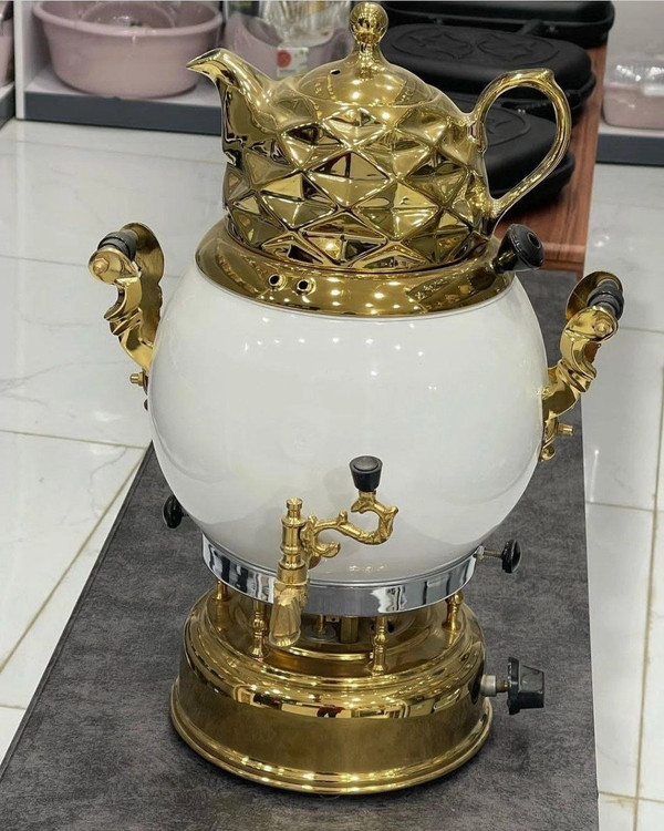 سماور طوفان 6 لیتری 3 کاره ترموکوپل دار مدل سنگی مشبک