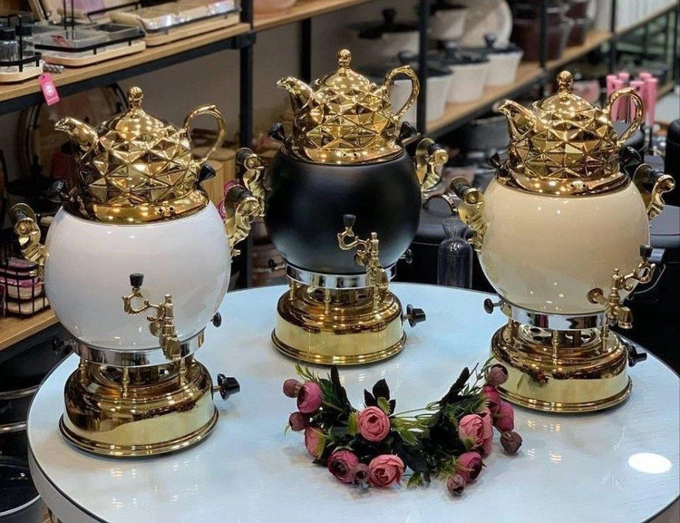 سماور طوفان 6 لیتری 3 کاره ترموکوپل دار مدل سنگی مشبک