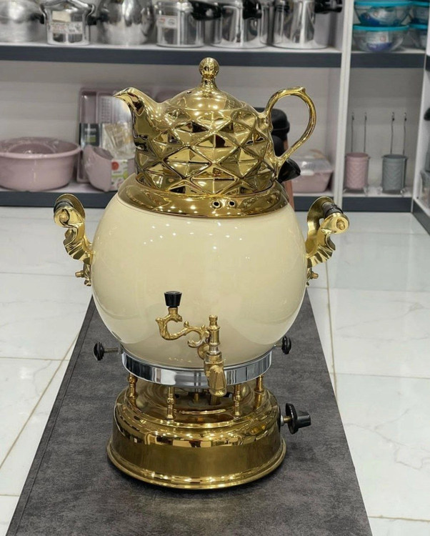 سماور طوفان 6 لیتری 3 کاره ترموکوپل دار مدل سنگی مشبک