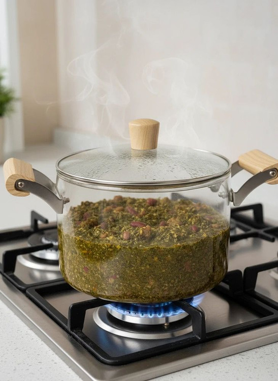 قابلمه پیرکس 2/5 لیتری دسته بامبو وارداتی اصل اورجینال