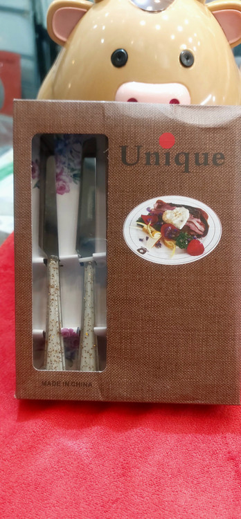 کارد ۱۲ عددی دسته ژله ای طلایی یونیک(لاکچری)