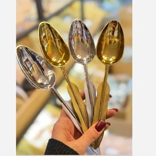 قاشق آجیل خوری استیل طرح پر