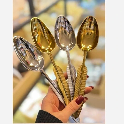 قاشق آجیل خوری استیل طرح پر