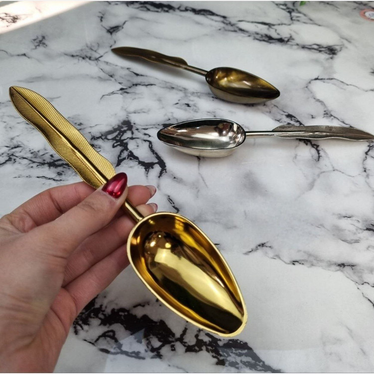 قاشق آجیل خوری استیل طرح پر