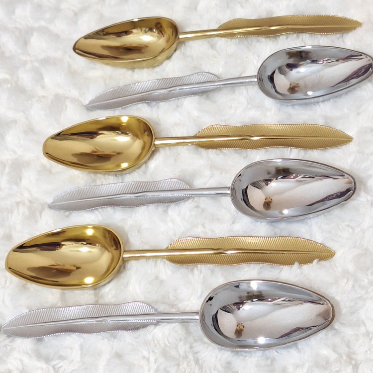 قاشق آجیل خوری استیل طرح پر