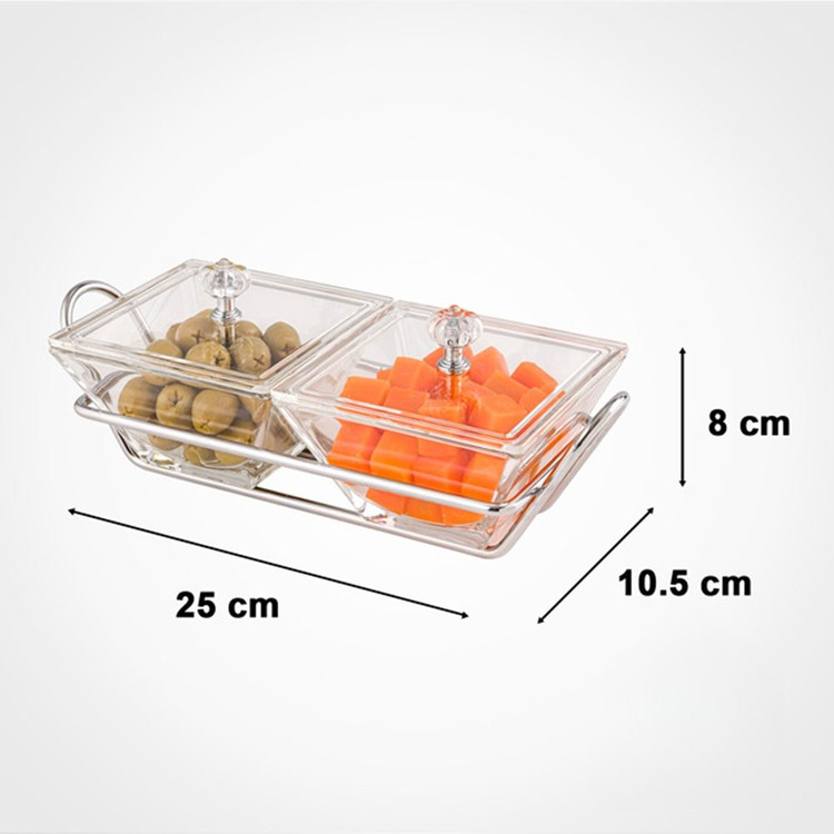 اردو خوری لیمون شیشه ای مربع 2 خانه