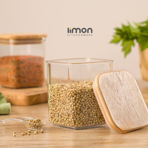 جا ادویه لیمون سارینا 4 گوش درب چوبی سایز 3