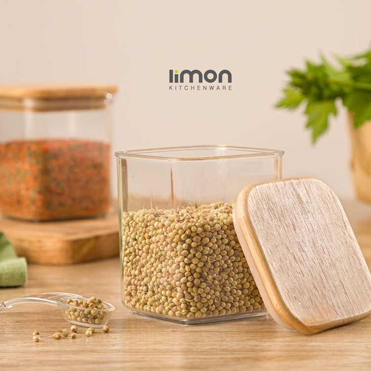 جا ادویه لیمون سارینا 4 گوش درب چوبی سایز 3