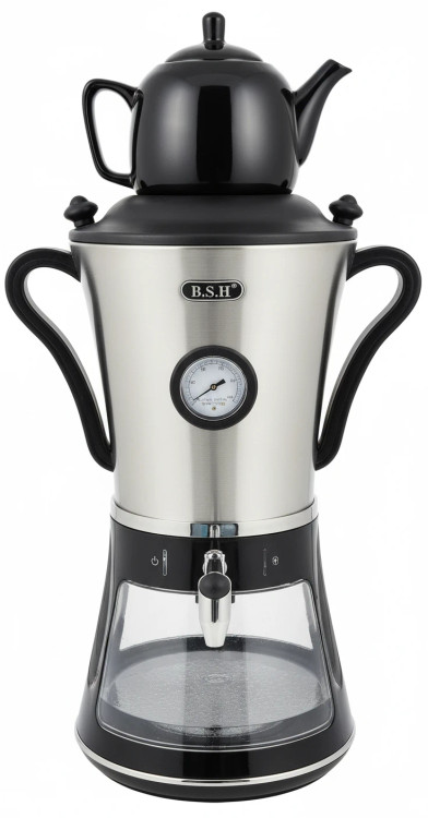 سماور برقی 8 لیتری B.S.H به همراه قوری چینی شیک