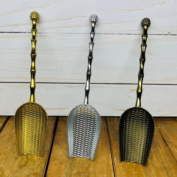 قاشق آجیل فلزی دسته طرح بامبو