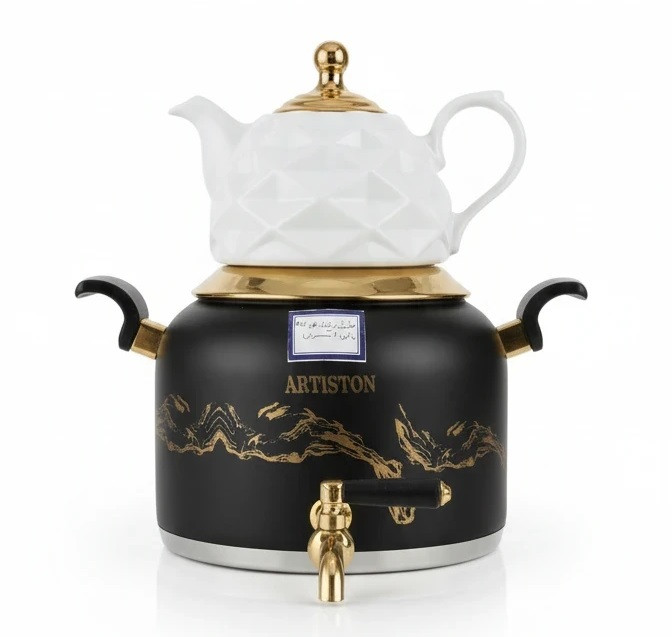 کتری و قوری ماربل مشکی آرتیستون 4 لیتری