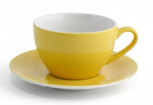 فنجان و نعلبکی زرد تک با جعبه مناسب کادو